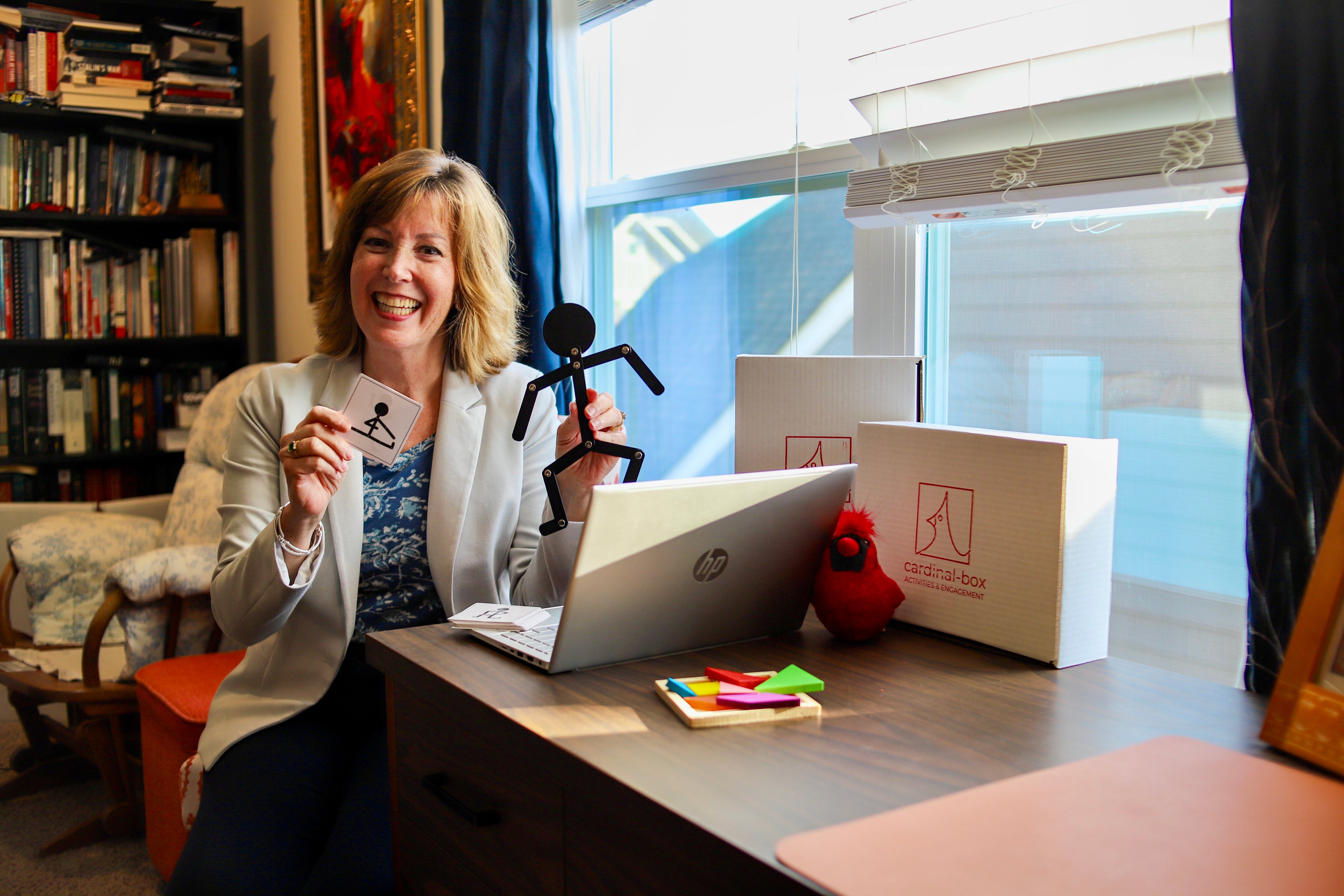 Founder Kristie with a sample box